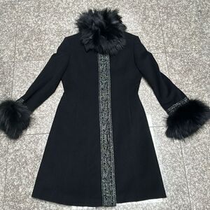 St. John Cashmere and Fox fur trim Coat